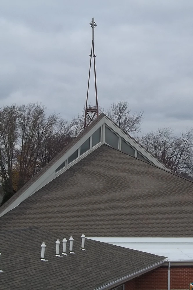 Aerial view of church roof