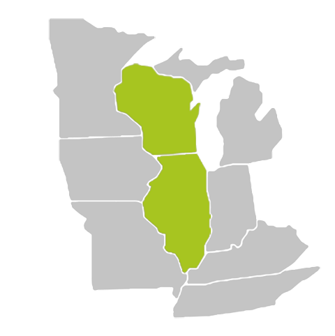 Map of Illinois and Wisconsin